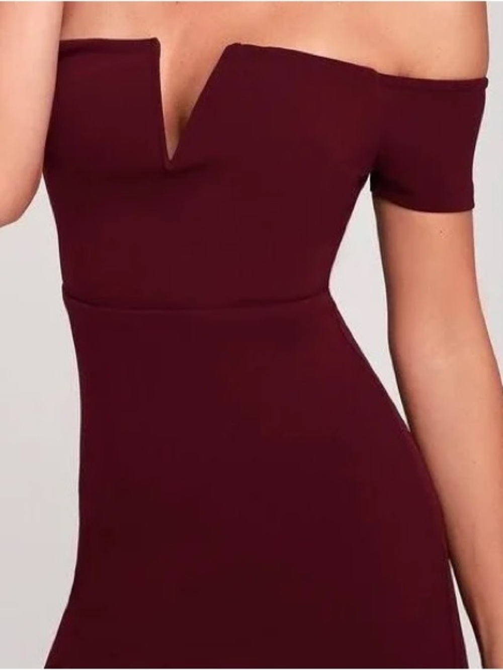 Lulus Off-Shoulder Bodycon Dress in Wine